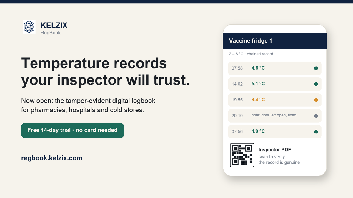 Introducing KELZIX RegBook: temperature records your inspector will trust